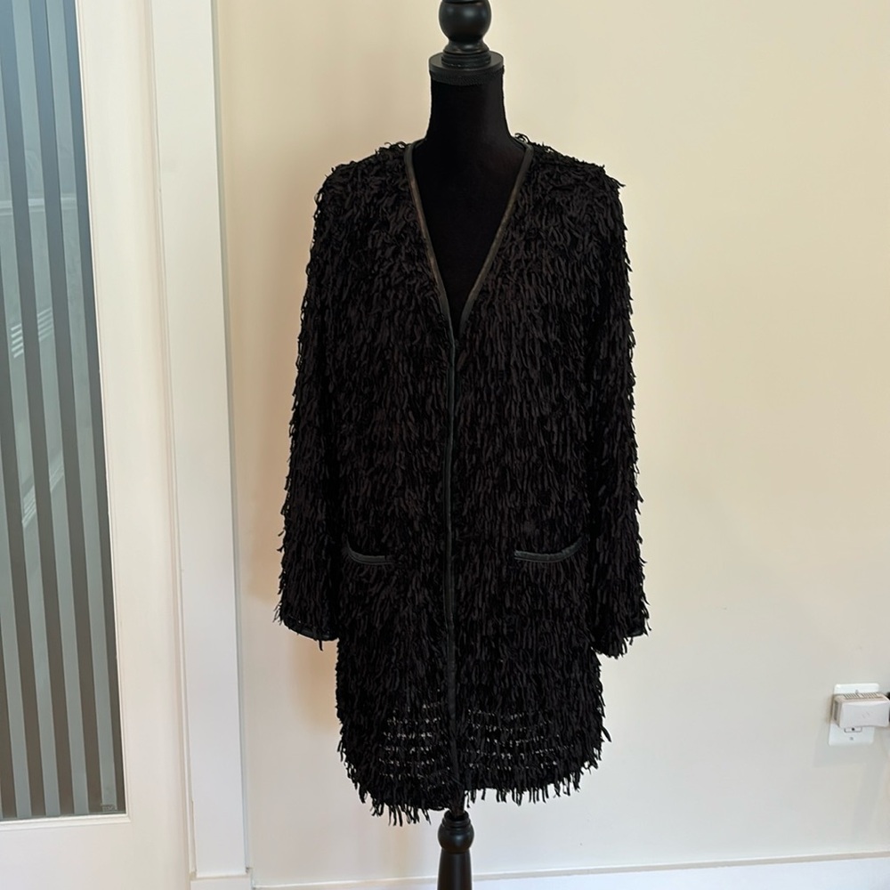 Simon Chang Collection -Black Fringe Lightweight Jacket